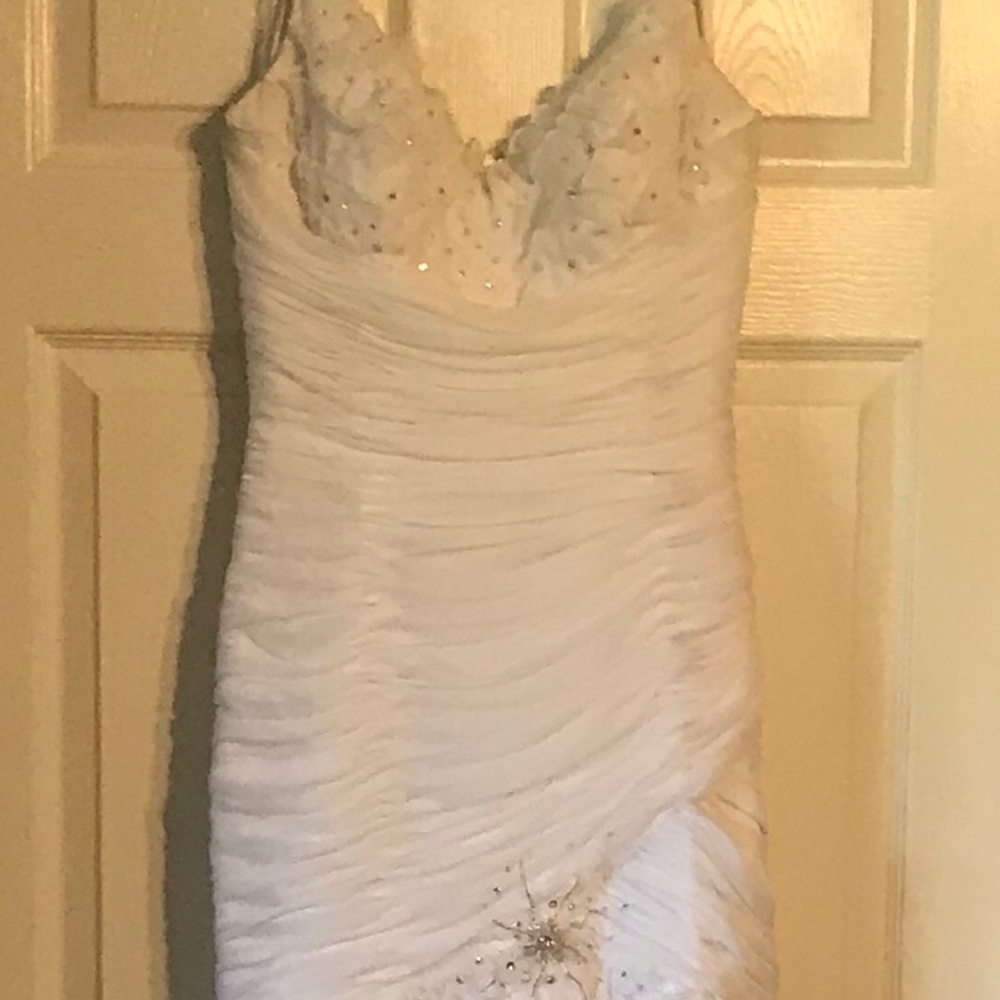 Alyce Designs White Chiffon Evening Gown size 8 - Picture 4 of 16